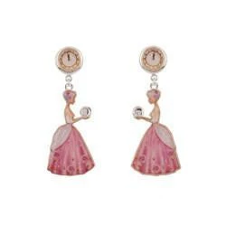 Soulier de Verre Silver+Pink Cinderella In Ball Gown Earrings | ADCD1101