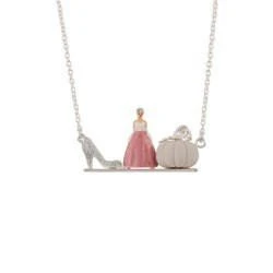 Soulier de Verre Silver+Pink Cinderella, Pumpkin And Slipper Necklace | ADCD3071