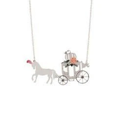 Soulier de Verre Silver+Pink Horse-Drawn Carriage Necklace | ADCD3131