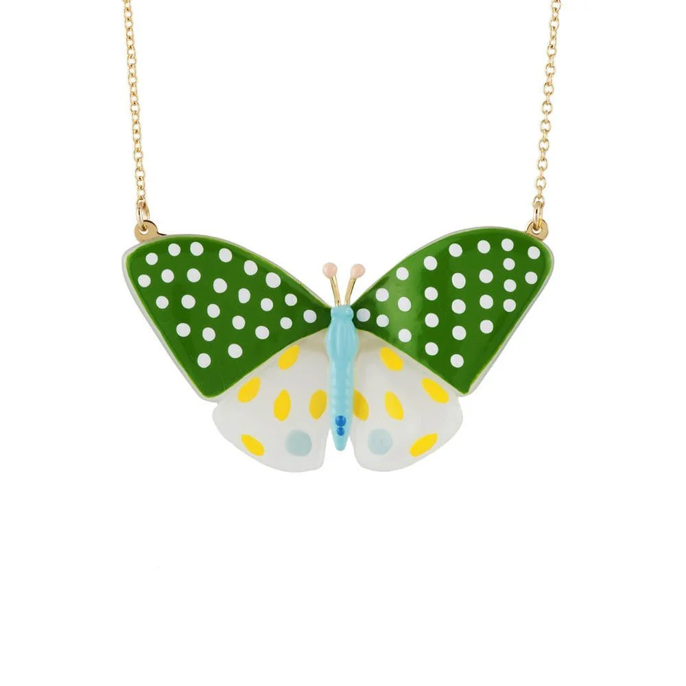 Envol Graphique Butterfly Green Necklace | ADEG3041