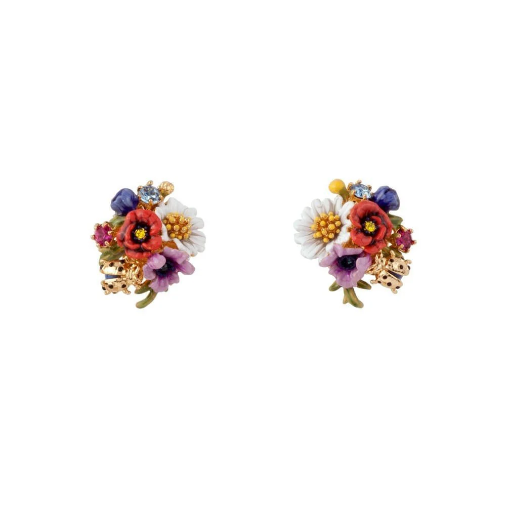 Floraisons Sauvages Blue Ladybird On A Flower Posy Earrings | ADFS107T/1