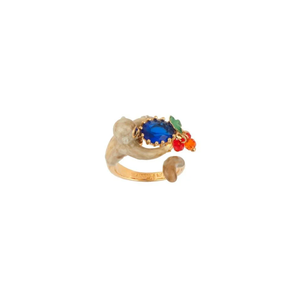 Jungle Tropicale Monkey, Dark Blue Stone & Beads Rings | ADJT6041