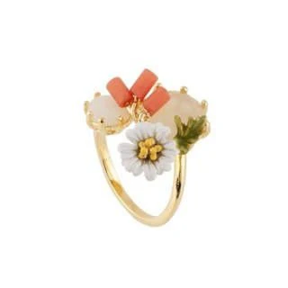 Eclatante Discrétion Stones, Leaf And Daisy Rings | AEED6051
