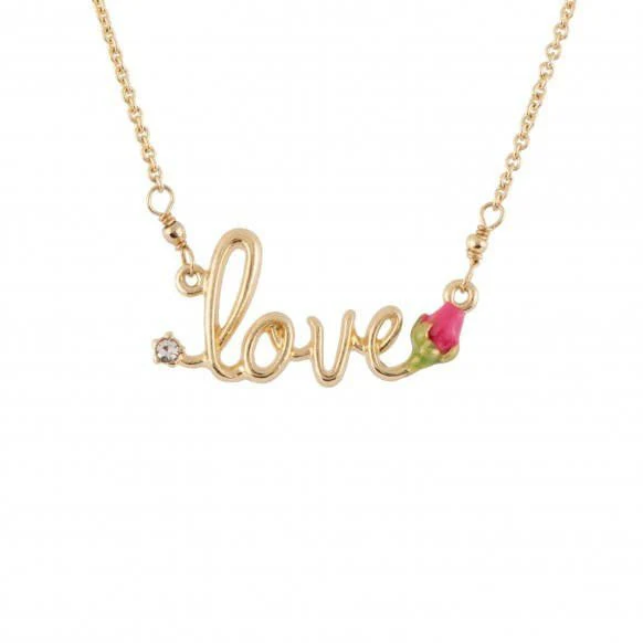 Lettres Florales Love Word With Rose Bud Necklace | AELF3271