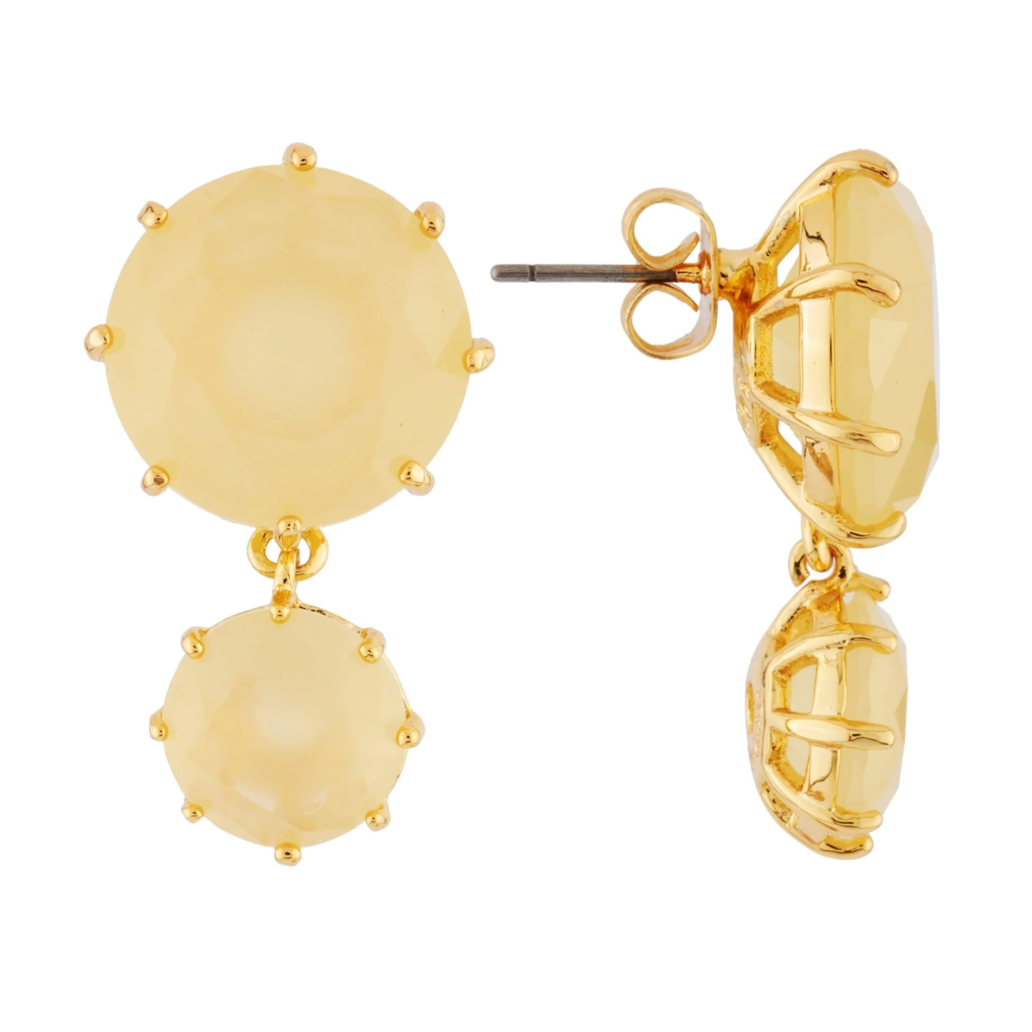 La Diamantine 2 Round Stones Citrine Earrings | AHLD1371 - Image 2