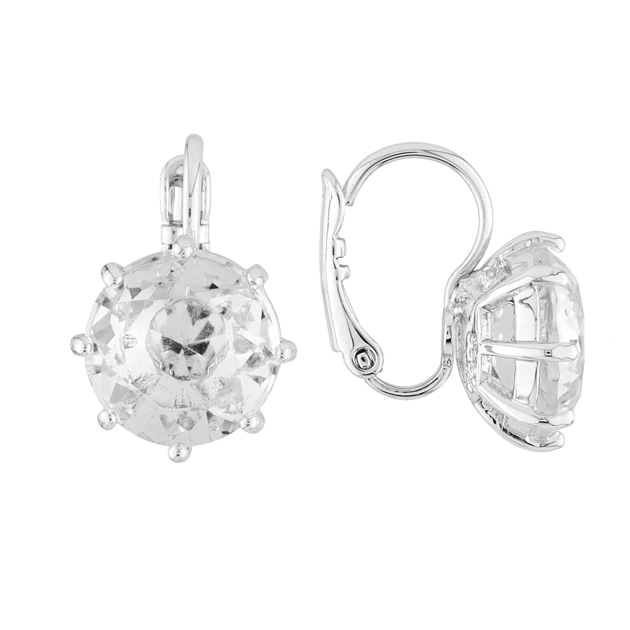 Silver Small Round Stone La Diamantine Earrings | AILD1183 - Image 2