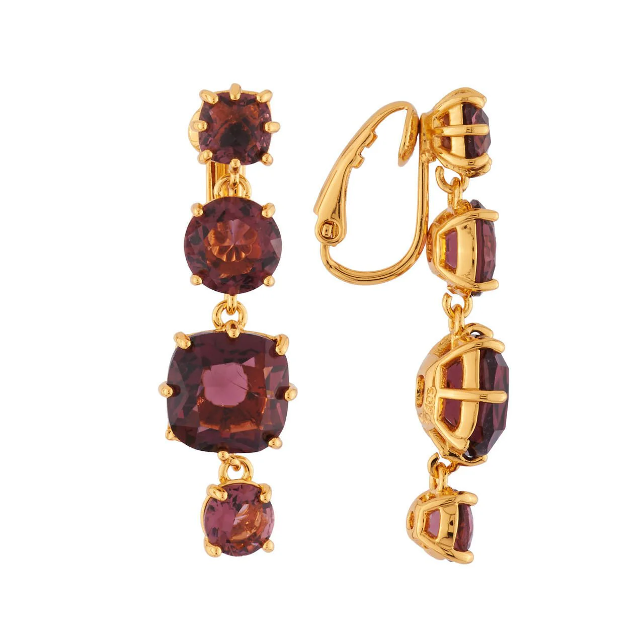 Plum 4 Stones La Diamantine Earrings | AILD120C/1 - Image 2