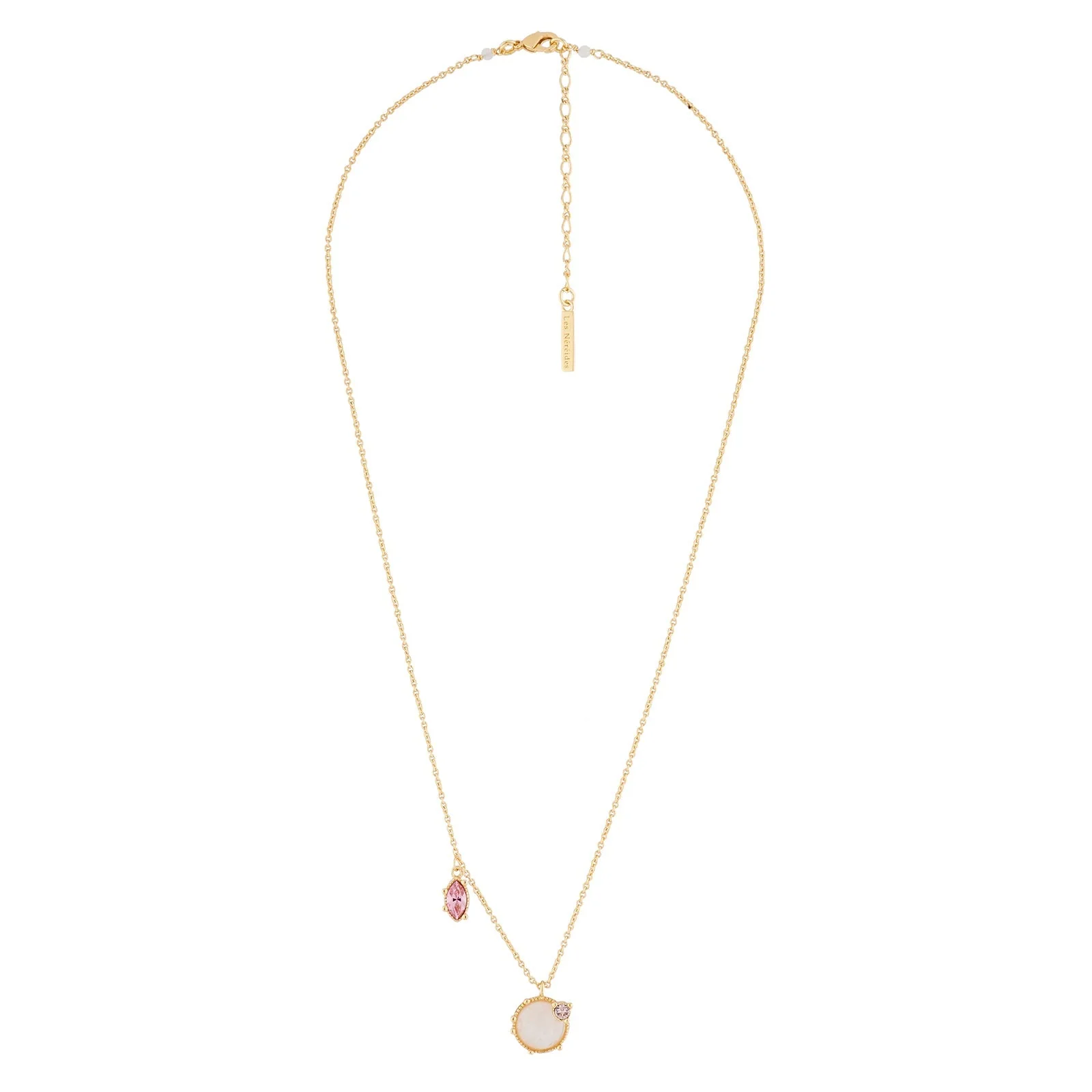Quartz And Asymmetrical Rhinestones Thin Necklace | AJPF301 - Image 2