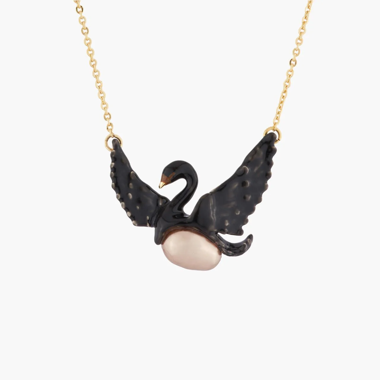 Flying Black Swan And Baroque Pearl Necklace | Akcy3022