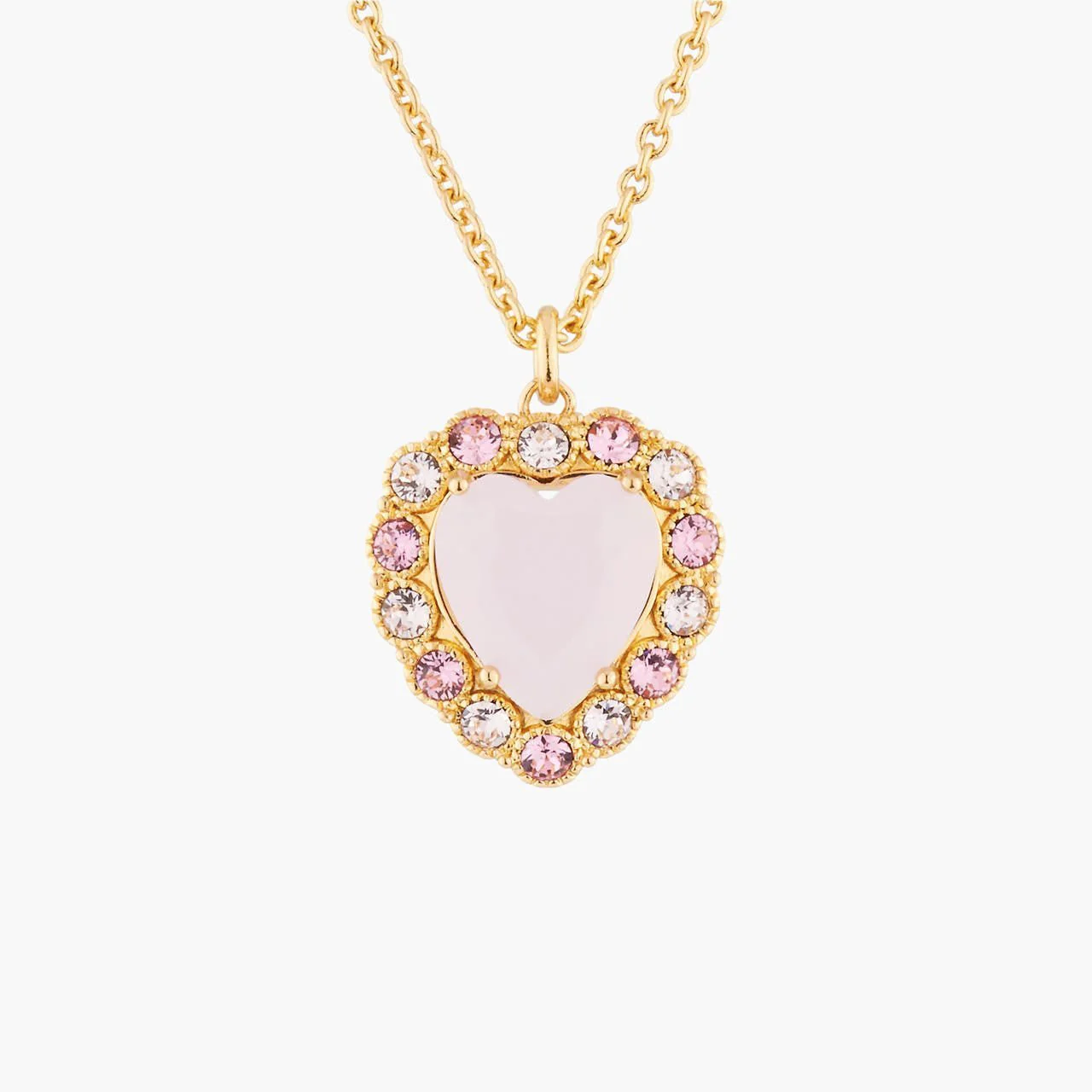 Pink Heart With Crystals Shades Of Pink Pendant Necklace | Akjv3021