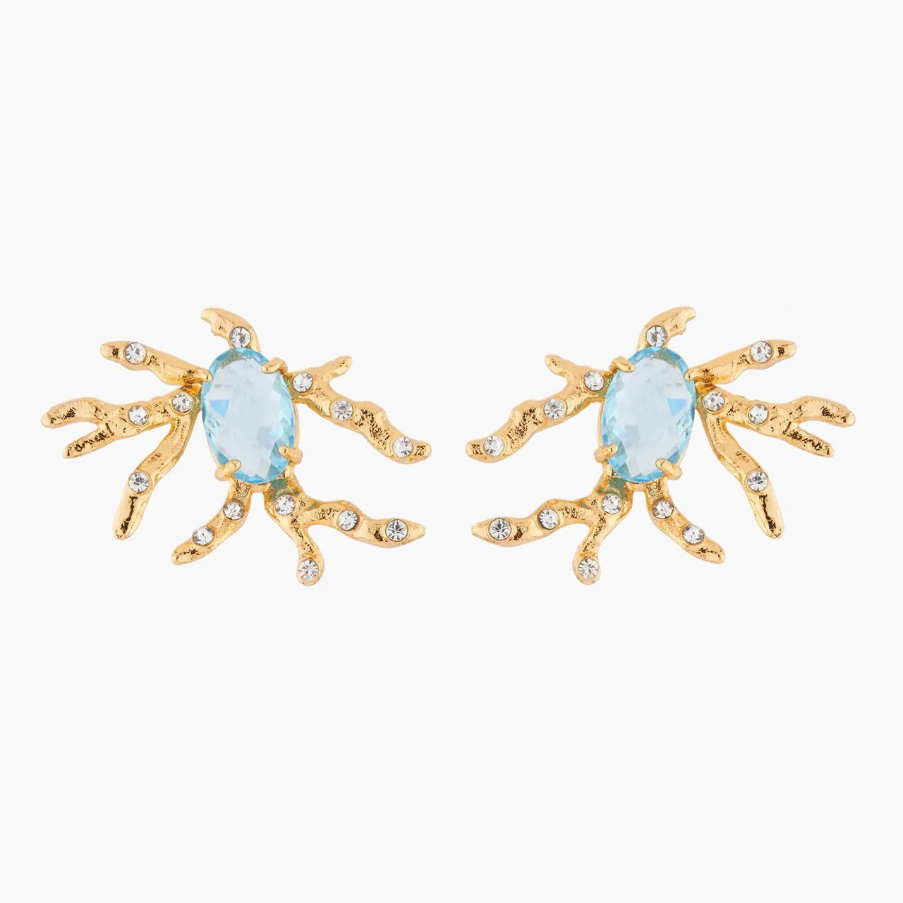 Blue Stone Coral And Crystals On Earrings | AKTT106