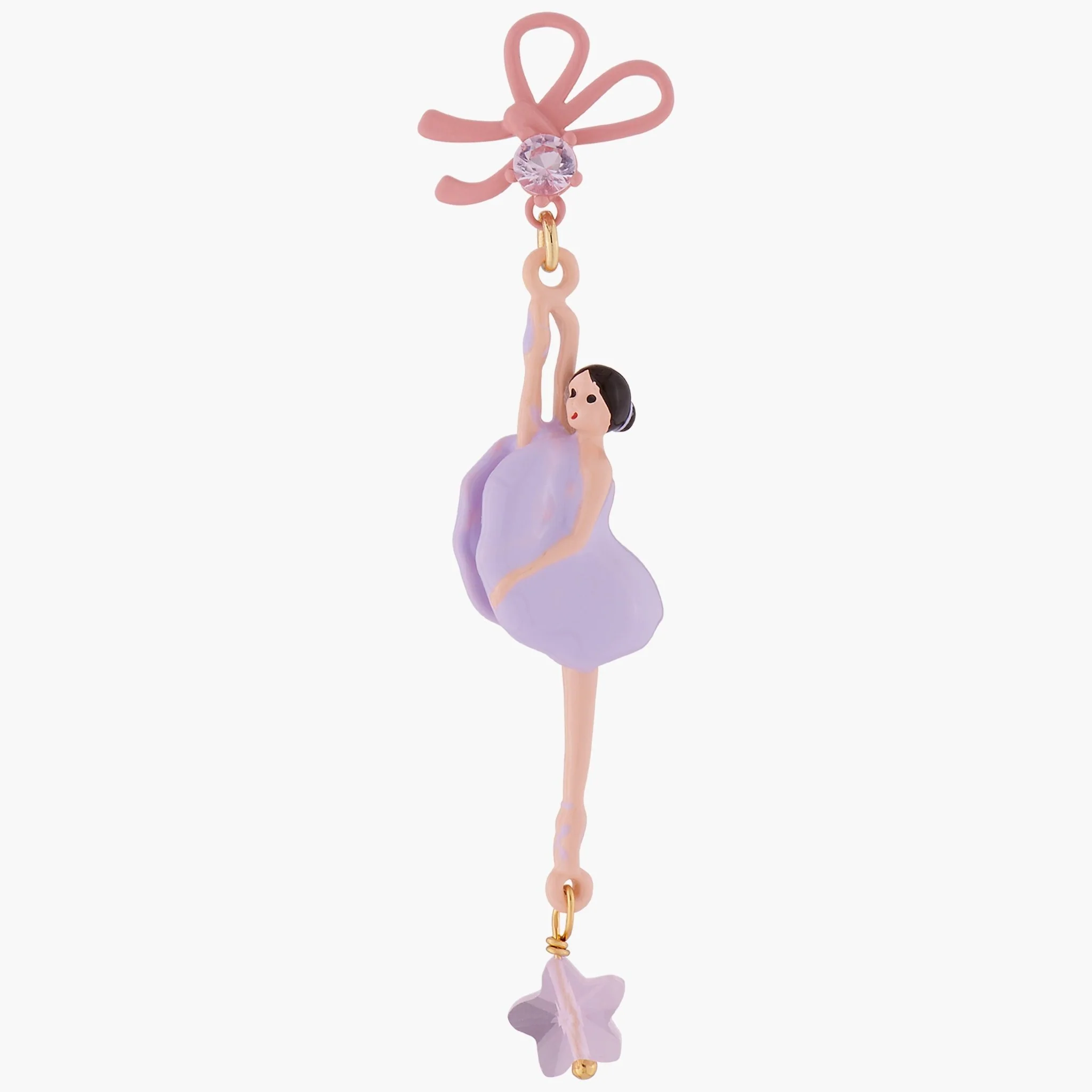Lilac Ballerina With Ribbon Asymmetrical Earrings | ALDD1081 - Image 6
