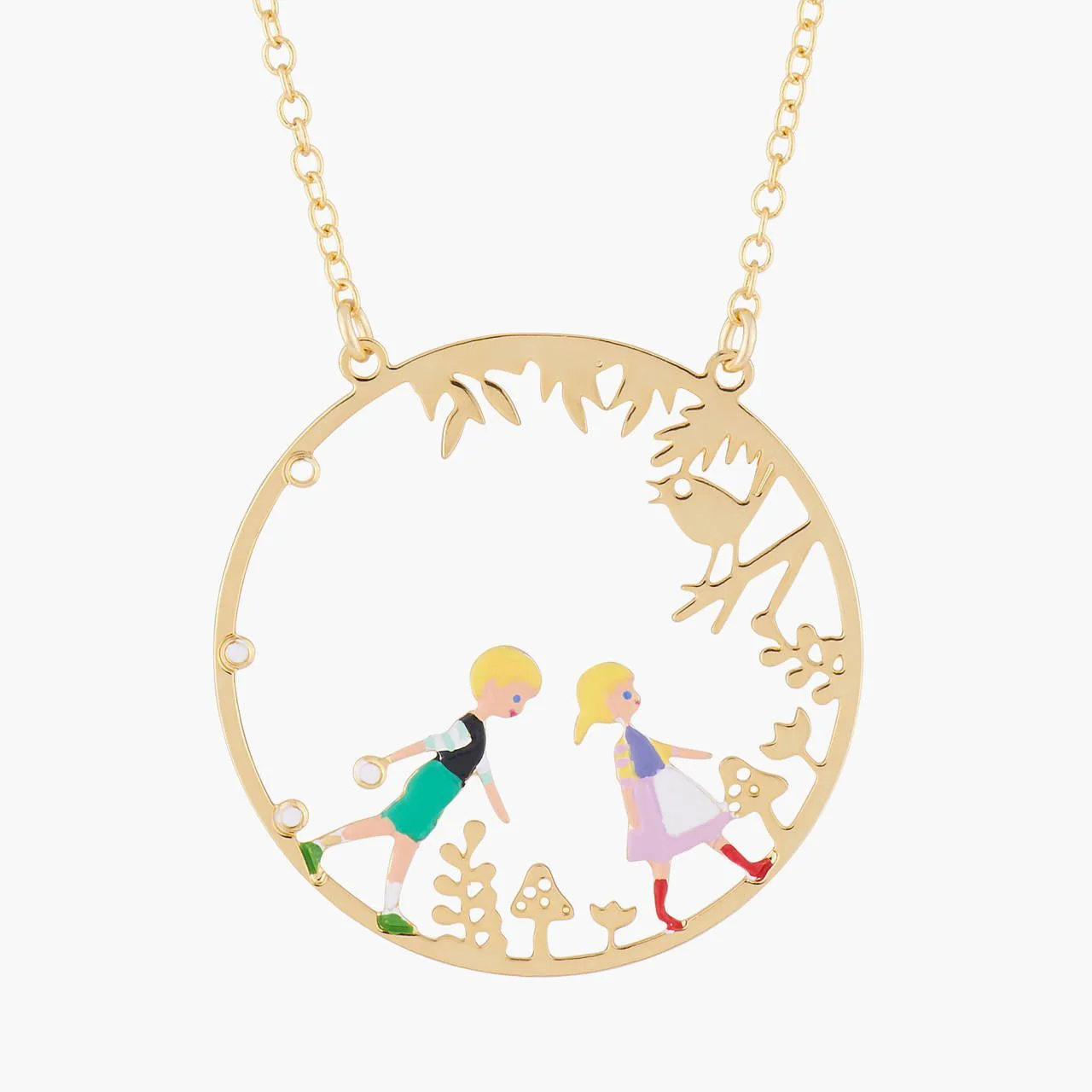 Hansel And Gretel In Theé Forest Pendant Necklace | ALHG3041