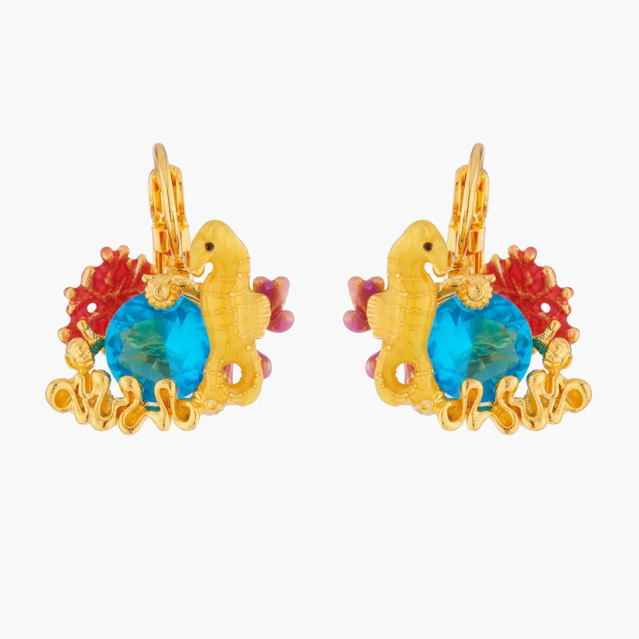 Seahorse And Blue Lagoon Crystal Earrings | ALPC1051