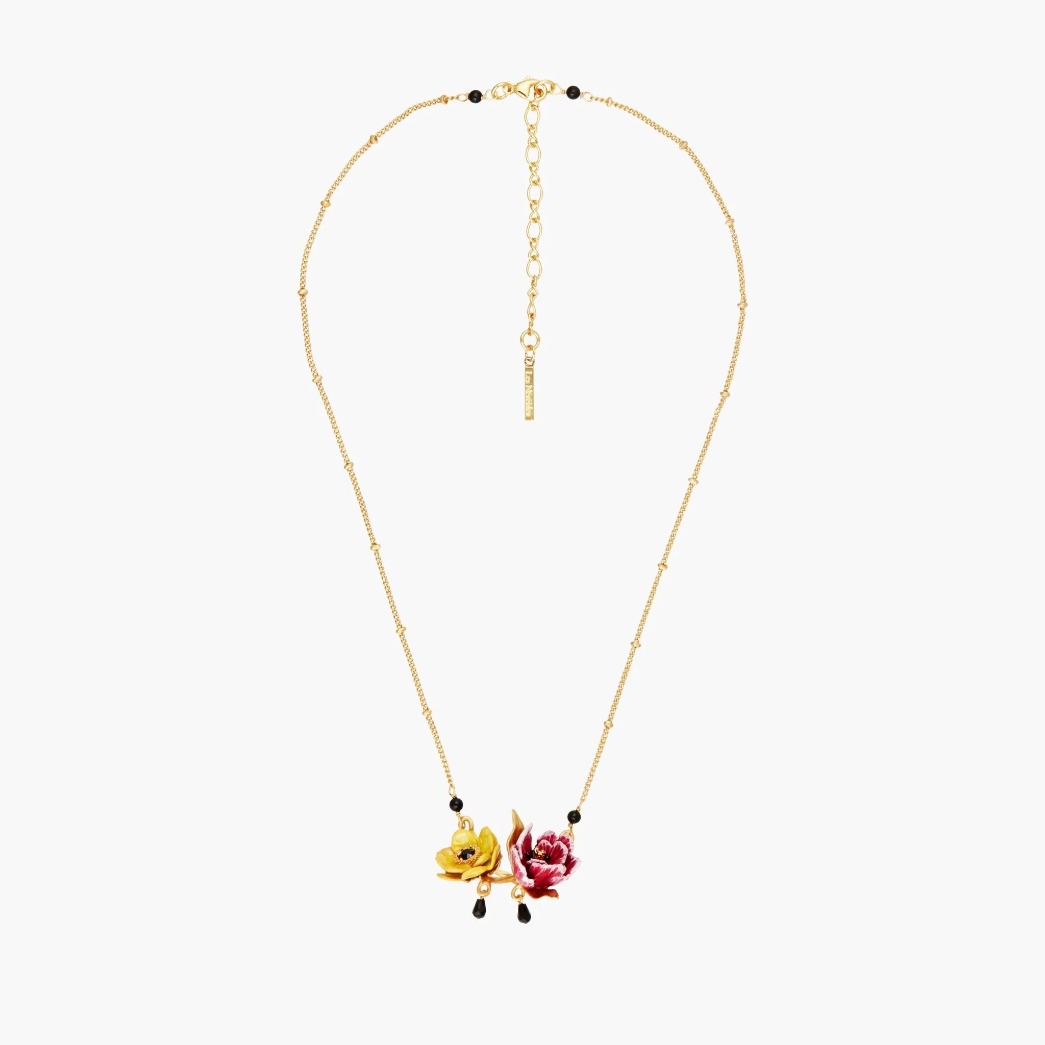 Pink Tulip And Japanese Anemone Pendant Necklace | AMBH3021 - Image 3