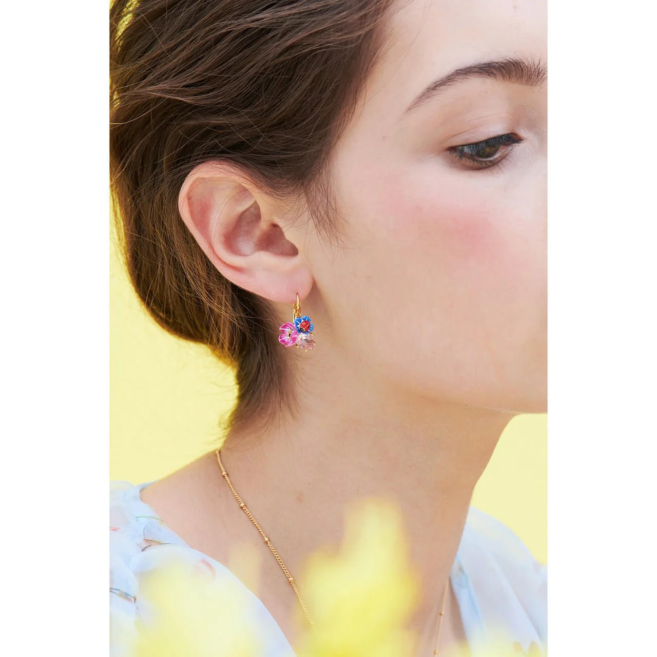 Flowers And Ladybirds Faceted Crystal Petal Earrings | ANBM1041 - Image 2
