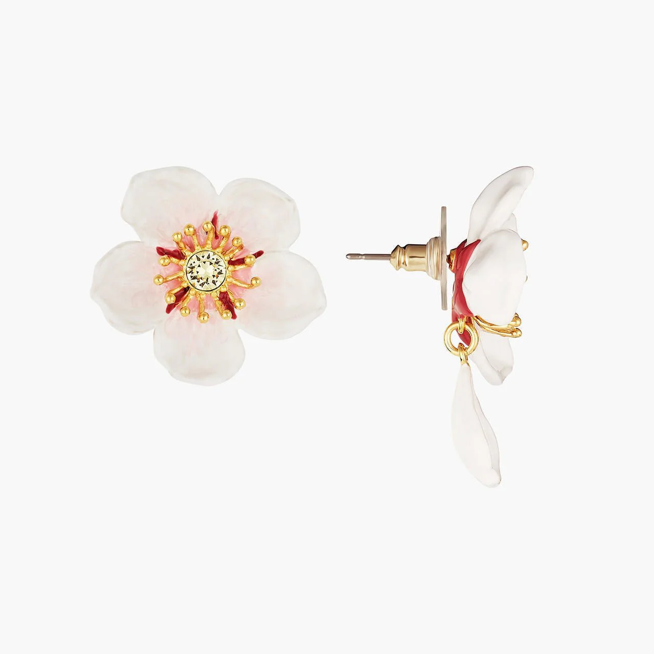 White Cherry Blossom Dangling Earrings | ANHA1101 - Image 4
