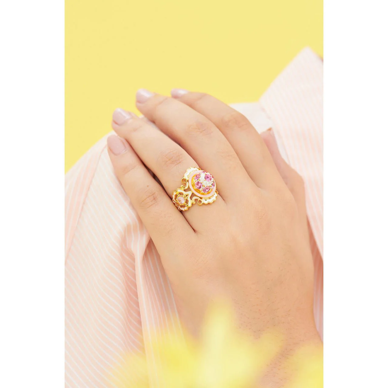 Pink Crystals And Saint Honore Cocktail Rings | ANIP6021 - Image 2
