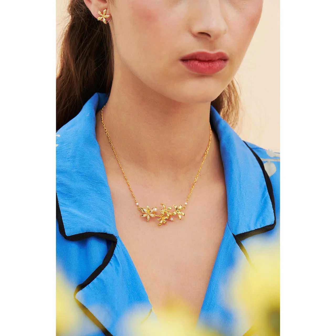 Star Jasmine Statement Necklace | ANJA3021 - Image 2