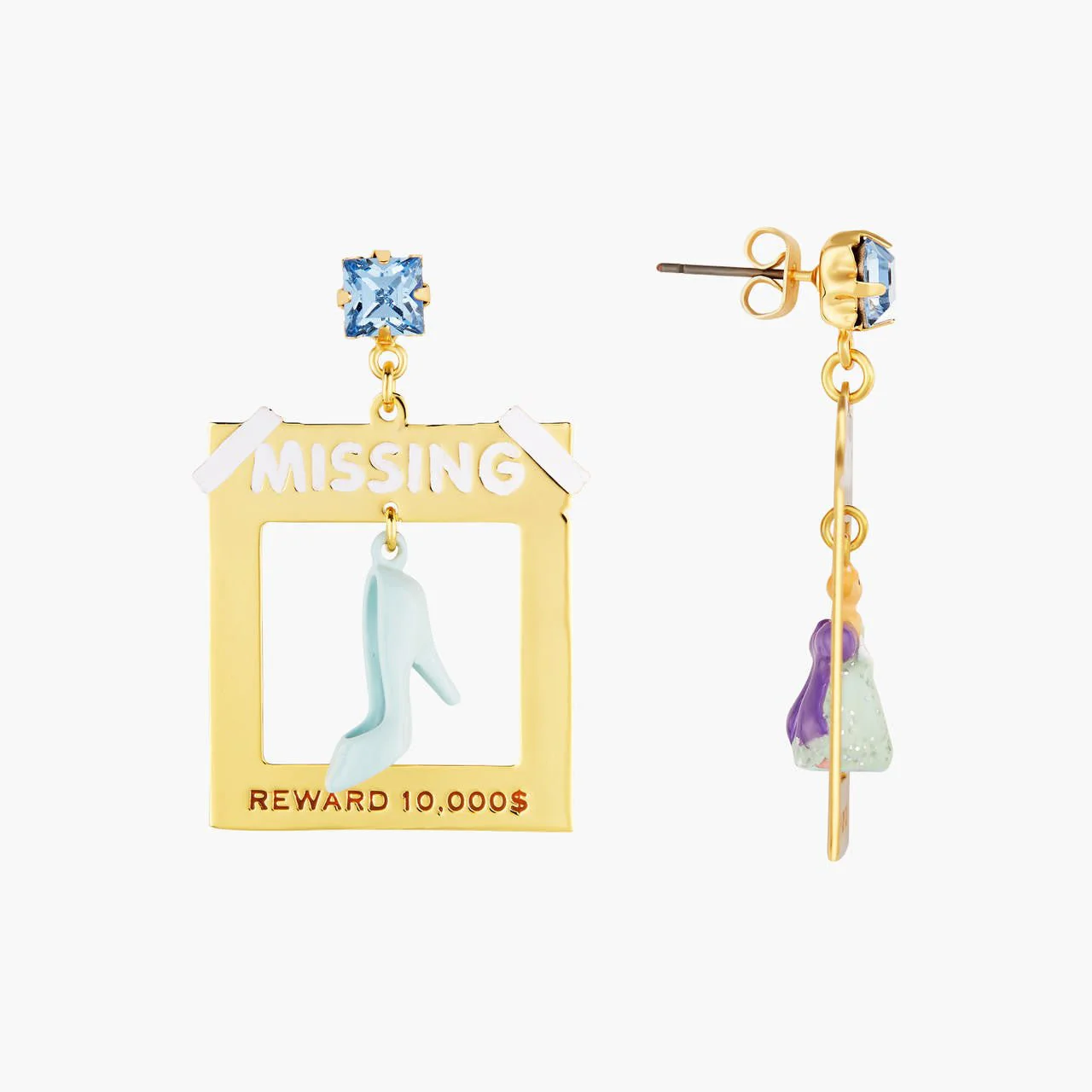 Cinderella, Slipper And Faceted Crystal Earrings | AOCE1121 - Image 2