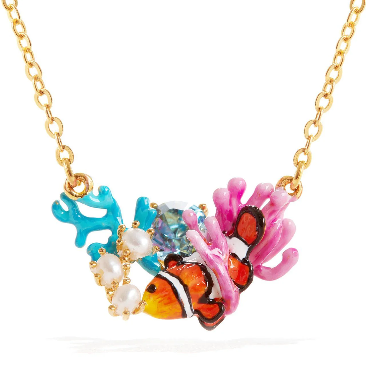 Clownfish, Anemones And Blue Crystal Necklace | AOGL3021 - Image 3