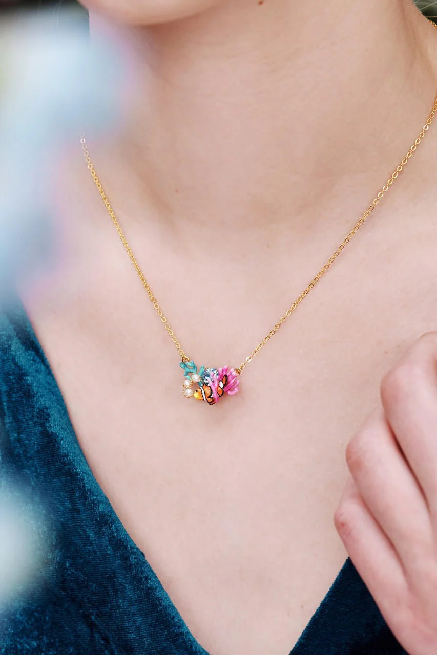 Clownfish, Anemones And Blue Crystal Necklace | AOGL3021 - Image 5