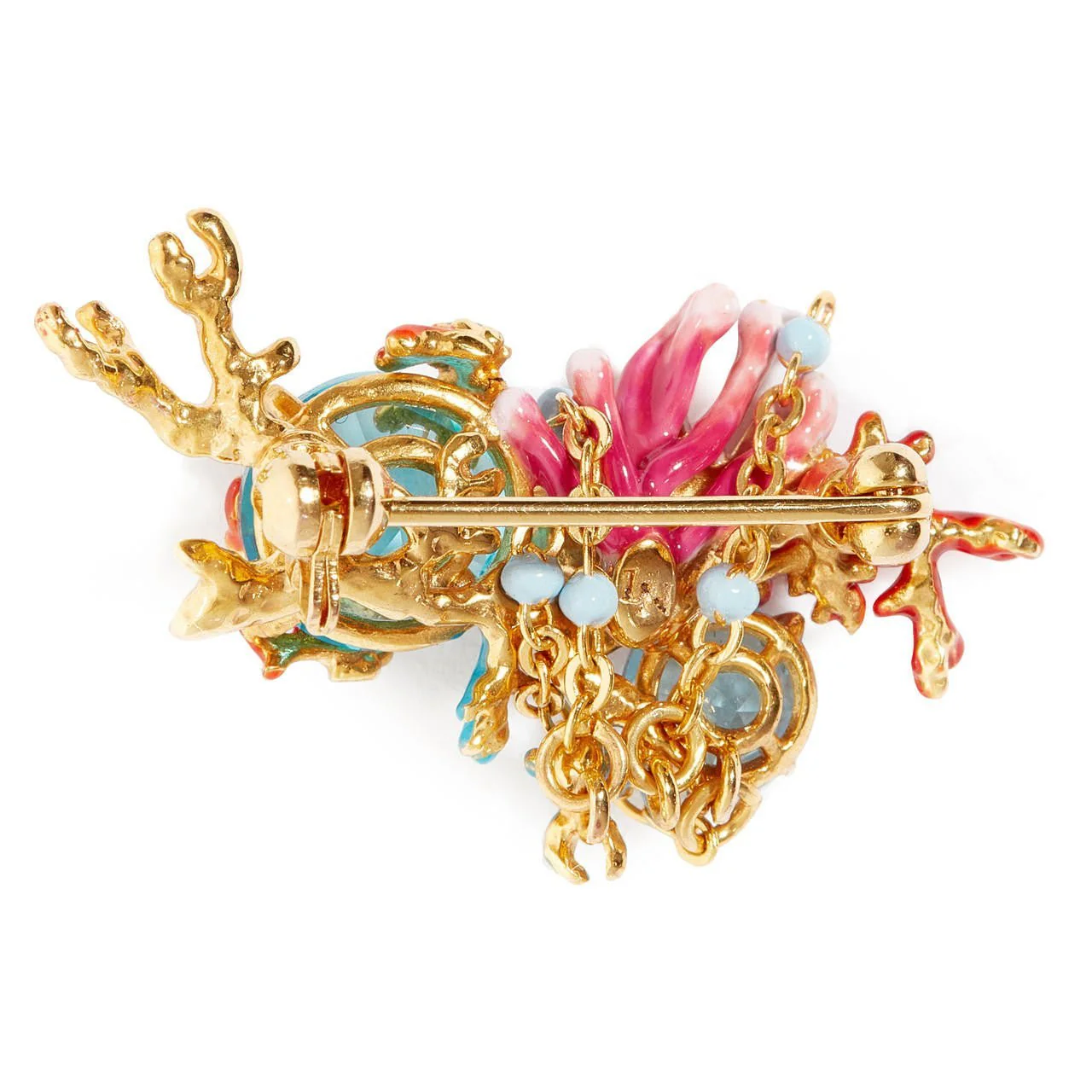 Clownfish, Anemones And Blue Faceted Crystal Stones Brooch | AOGL5011 - Image 2