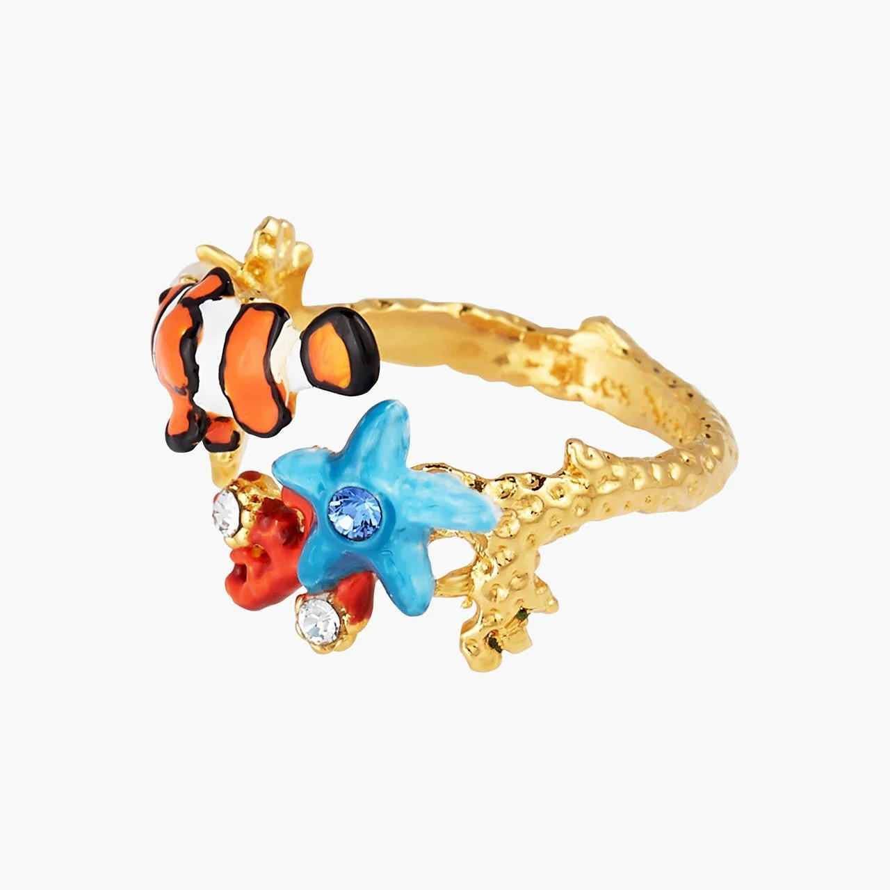 Coral, Clownfish And Blue Starfish Adjustable Ring | AOGL6011 - Image 2