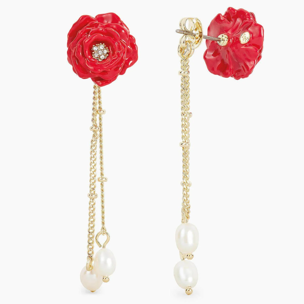 Red Rose Post Earrings | AOLF1021 - Image 3