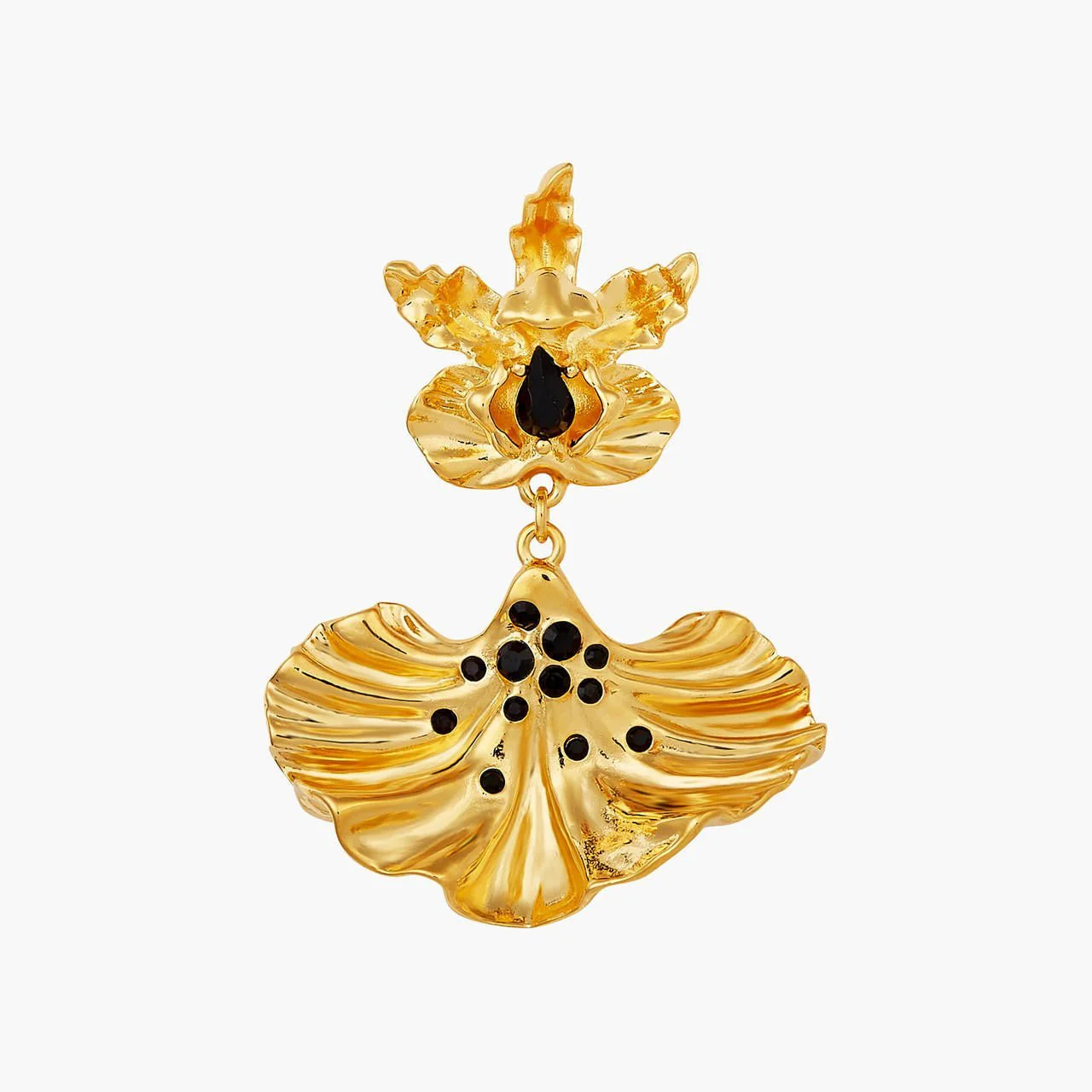 Flamboyant Orchid Petal And Cut Cristal Dangling Earrings | AOOC1091 - Image 3