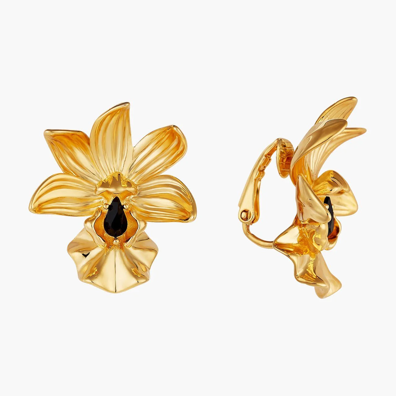 Flamboyant Orchid And Cut Crystal Earrings | AOOC1151 - Image 3