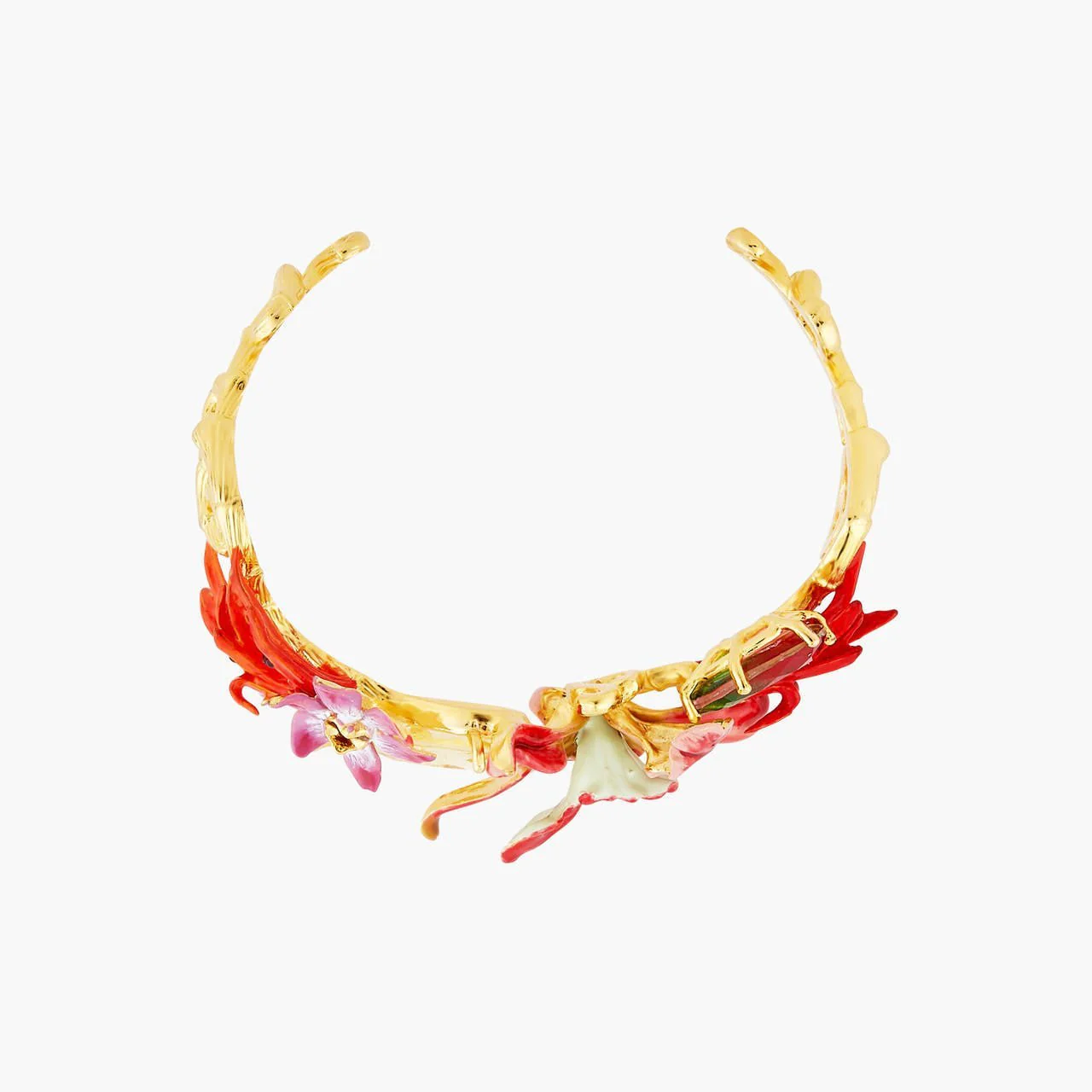 Exotic Orchids And Multicolour Stones Bangle Bracelet | AOOC2041 - Image 2