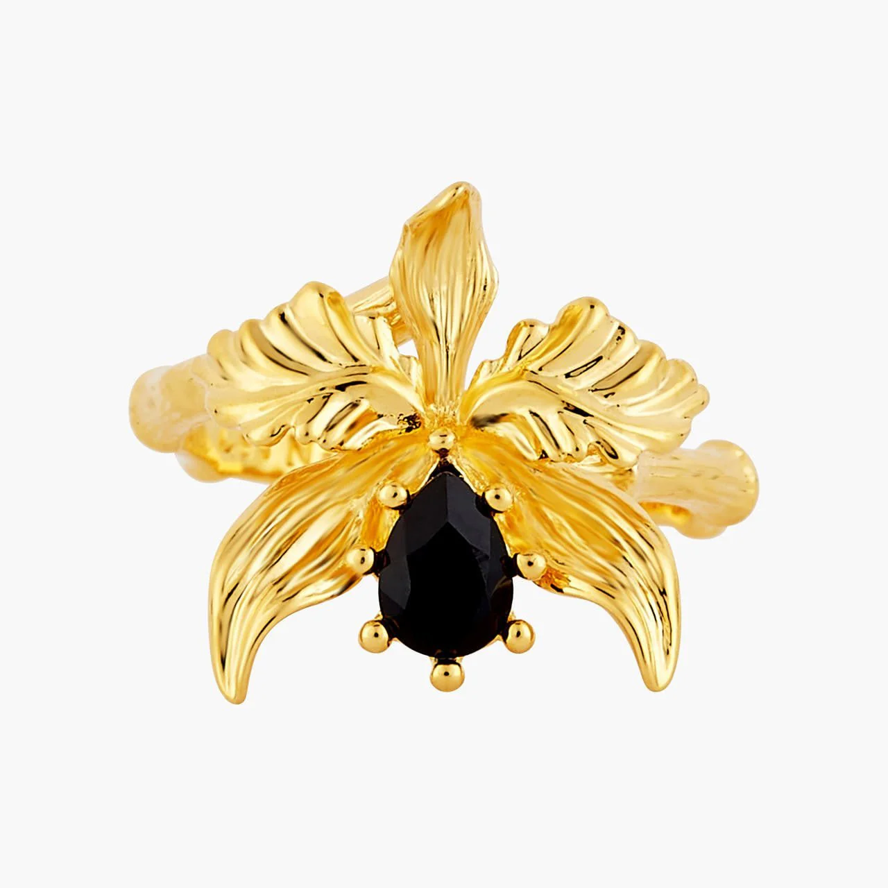 Flamboyant Orchid And Faceted Crystal Stone Adjustable Ring | AOOC6051 - Image 3