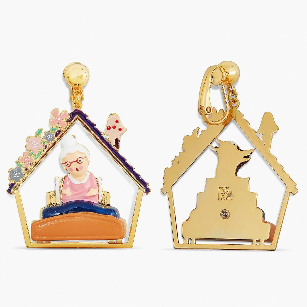 Grandmother And Big Bad Wolf Earrings | APBB1051 - Image 2