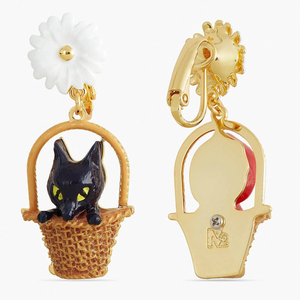 Small Basket, Daisy And Little Red Riding Hood Earrings | APBB1061 - Image 2