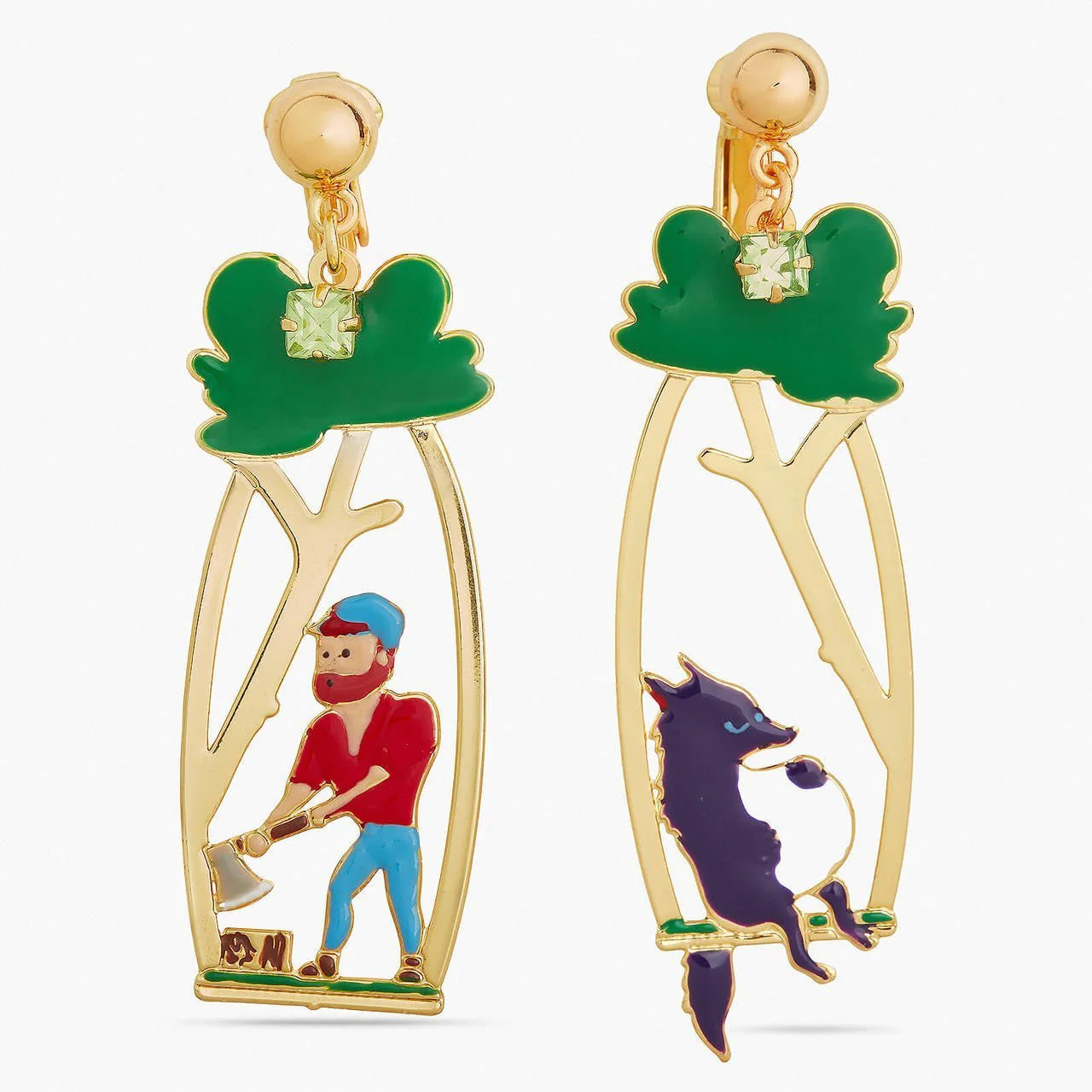 Woodsman And Big Bad Wolf Earrings | APBB1101