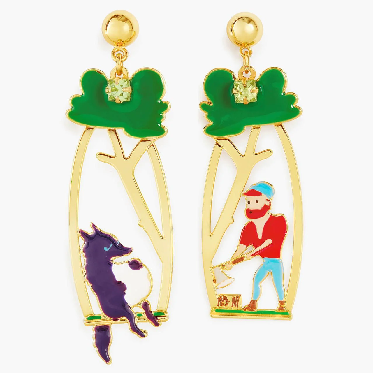 Woodsman And Big Bad Wolf Earrings | APBB1101 - Image 4