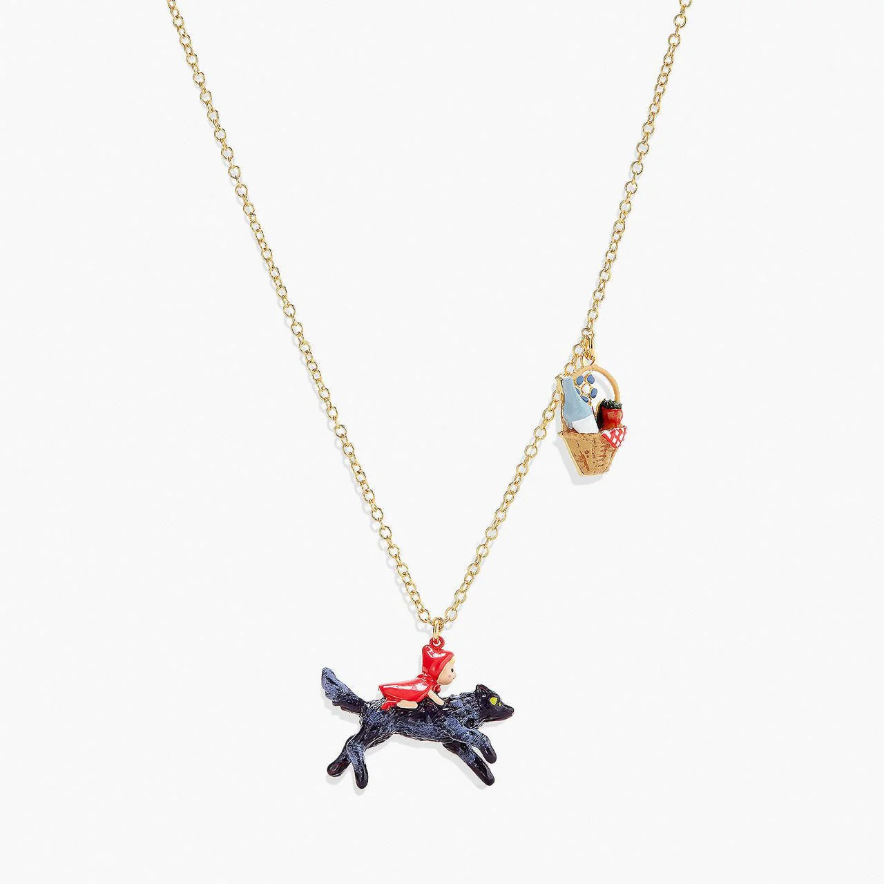 Little Red Riding Hood On Big Bad Wolf Pendant Necklace | APBB3041