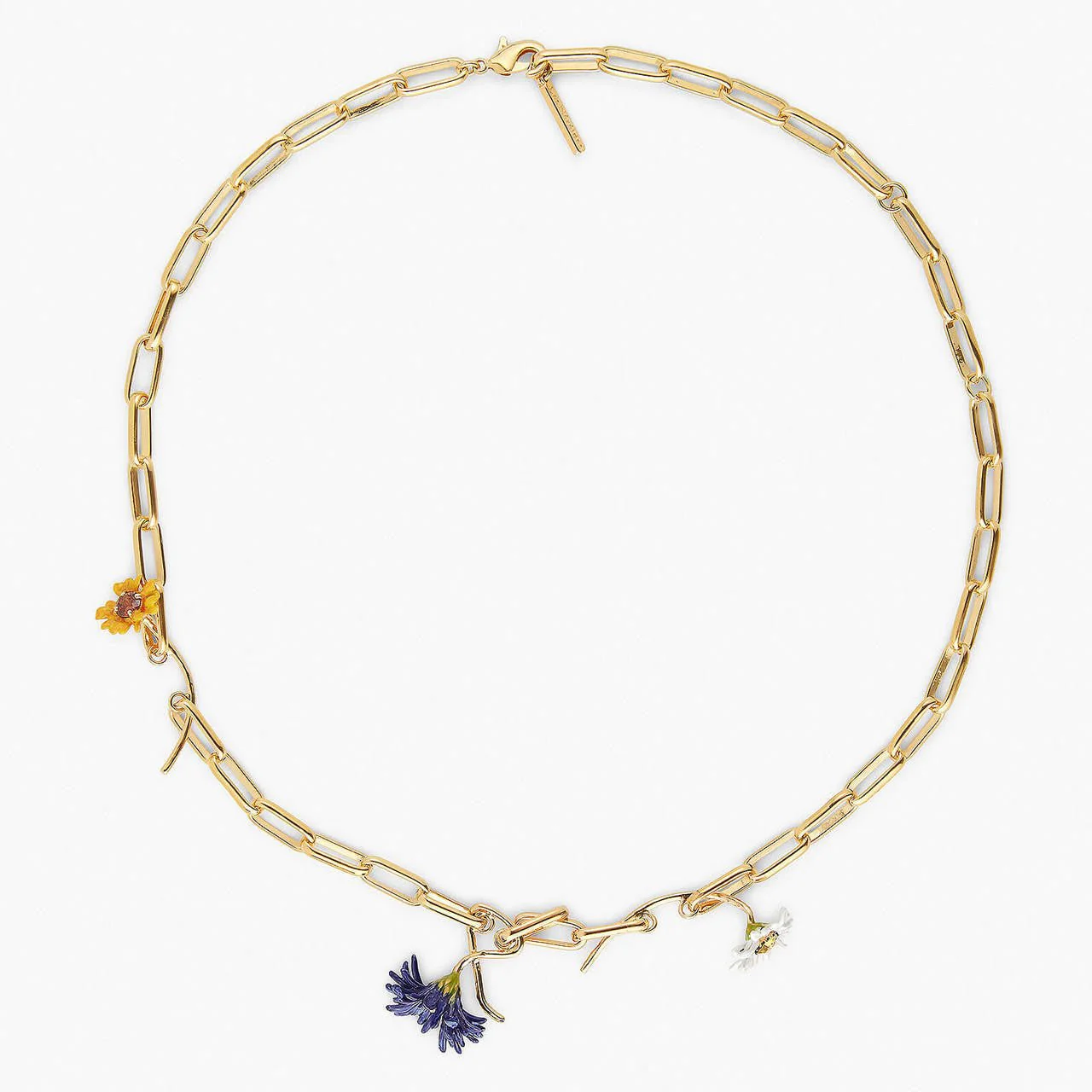 Multicolour Flowers And Thin Chain Necklace | APCP3091 - Image 3