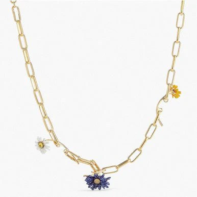 Multicolour Flowers And Thin Chain Necklace | APCP3091 - Image 6