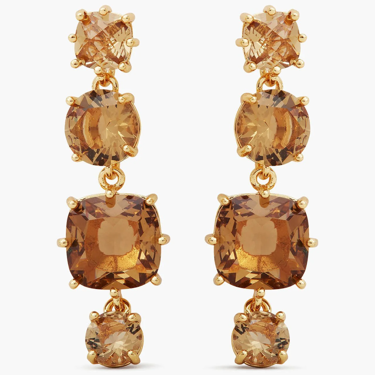 Golden Brown Diamantine 4 Stones Earrings | APLD1201 - Image 4