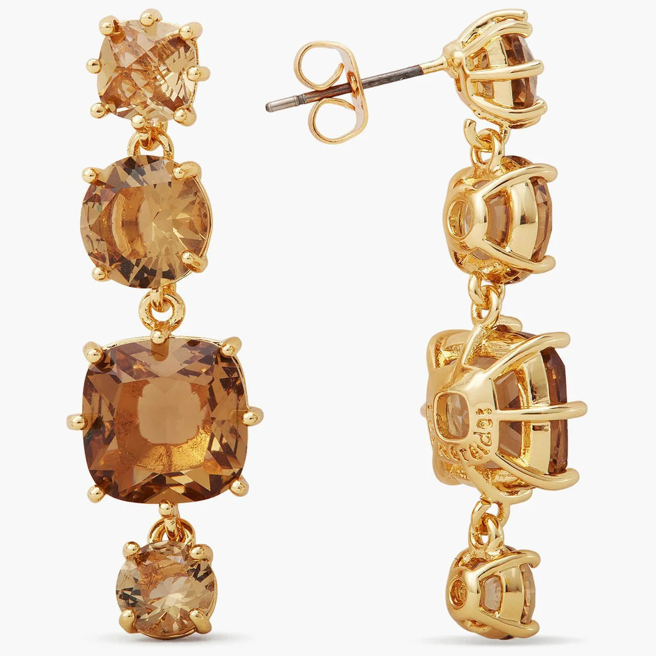 Golden Brown Diamantine 4 Stones Earrings | APLD1201 - Image 5
