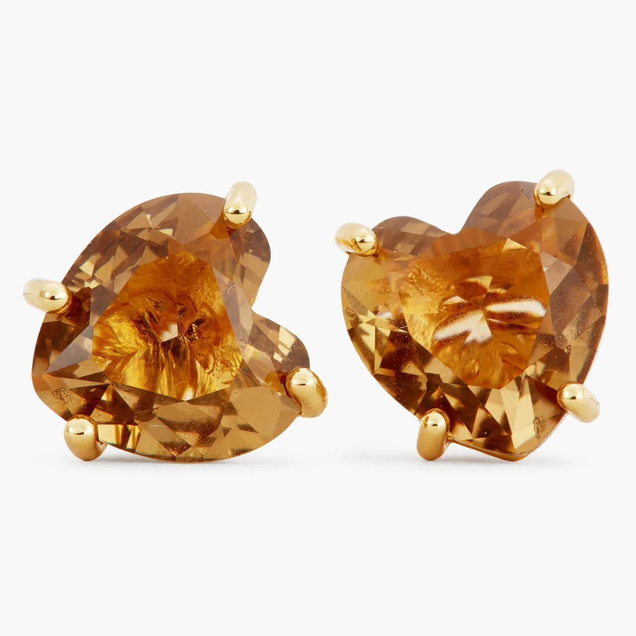 Golden Brown Diamantine Heart Sleeper Earrings | APLD1451 - Image 6