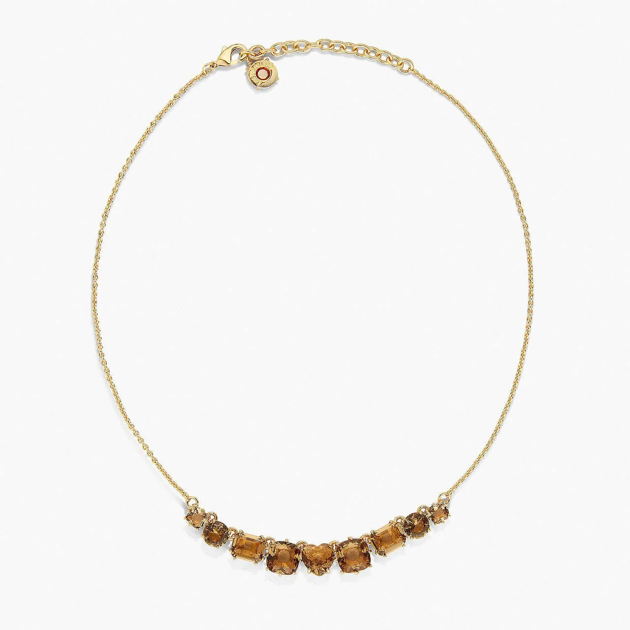 Golden Brown Diamantine Fine 9 Stone Necklace | APLD3181 - Image 2