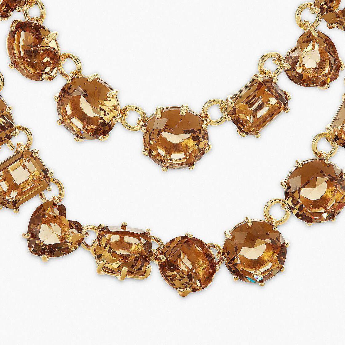 Golden Brown Diamantine Luxurious Two Row Necklace | APLD3551 - Image 3
