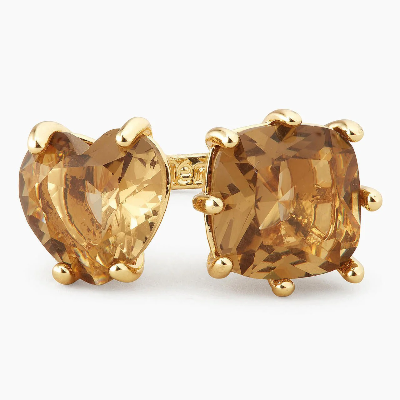 Golden Brown Square And Heart Adjustable Ring | APLD6181 - Image 3