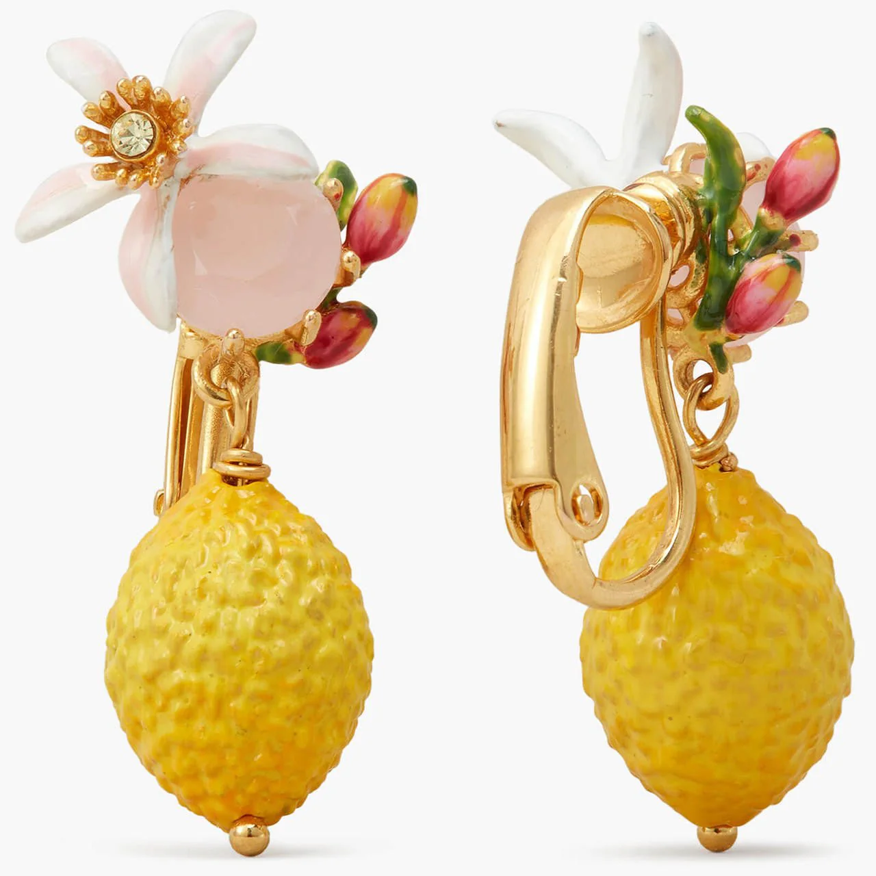 Lemon, Flower And Faceted Crystal Earrings | APMI1011 - Image 6