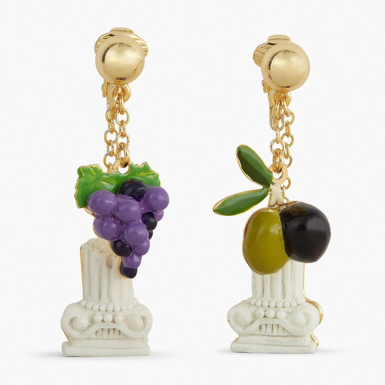 Column, Grapes And Olive Post Earrings | APPD1081