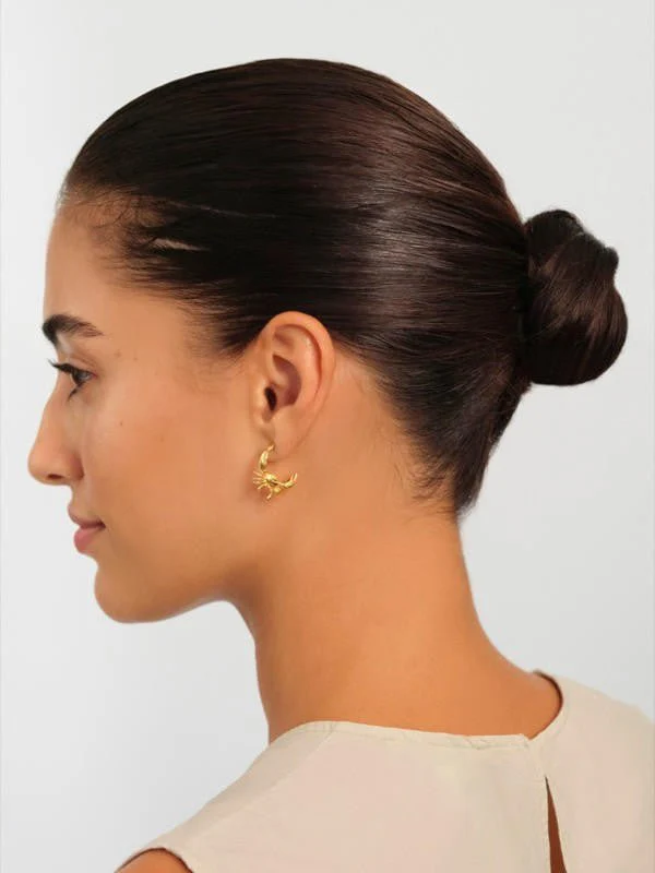Cancer Astrological Sign Hoop Earrings | APPV1041 - Image 2