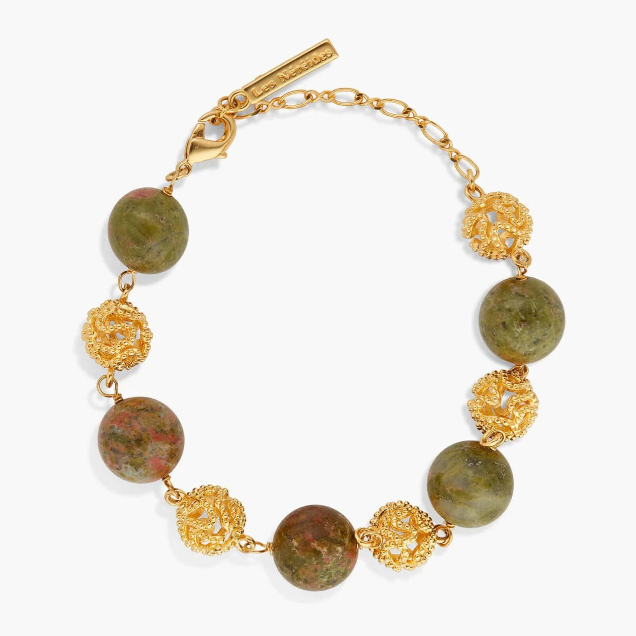 Jasper And Gold Bead Bracelet | APTM2011